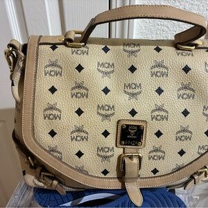 MCM Tan and Black Crossbody Bag
